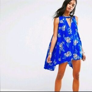 Free People Blue Floral Sleeveless Tunic- Dress or Top